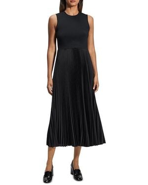 Theory Satin Pleated Skirt Midi Dress - Black
