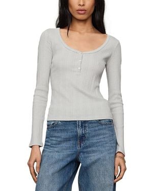 Z Supply Audri Scalloped Long Sleeve Top - Gray