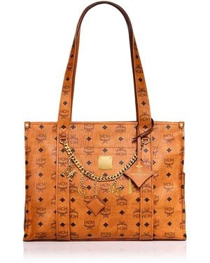 MCM Aren Large Visetos Canvas School Bag - Orange