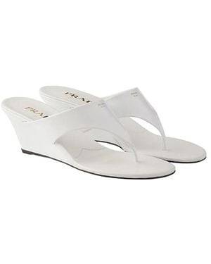 Prada Patent Leather Thong Sandals - White