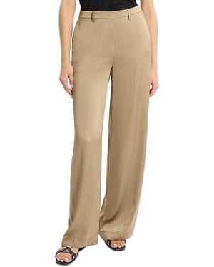 Theory Relaxed Satin Side Zip Pants - Natural
