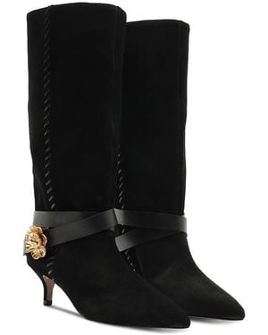FARM Rio Kitten Belted Suede Boots - Black
