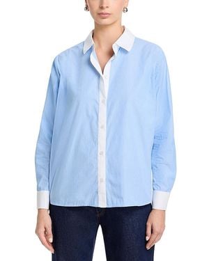 French Connection Poplin Ticking Contrast Shirt - Blue