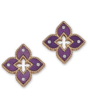 Roberto Coin 18K Diamond Titanium Venetian Princess Stud Earrings - Pink