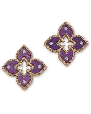 Roberto Coin 18K Diamond Titanium Venetian Princess Stud Earrings - Pink