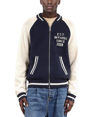 The Kooples Colorblocked Varsity Zip Cardigan - Blue