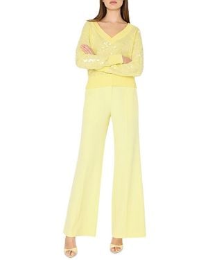 MILLY Ilaria Sequin V Neck Sweater - Yellow