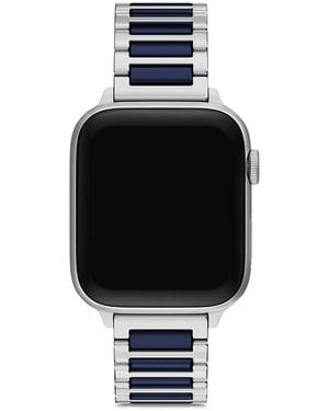 Tory Burch Kira Square Stainless Steel & Silicone Band For Apple Watch, 38/40/41/42Mm And 42/44/45/46/49Mm - Black