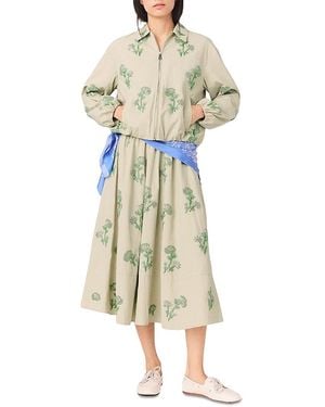 Maje Embroidered Technical Bomber Jacket - Natural