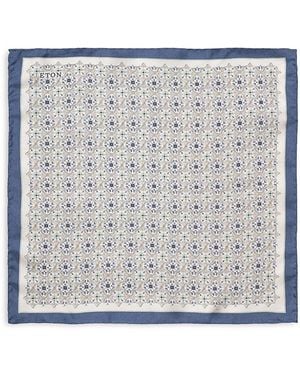 Eton Medallion Silk Pocket Square - Metallic