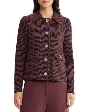 Misook Relaxed Zig-Zag Knit Jacket - Purple