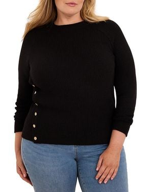 NIC+ZOE Side Button Waffle Knit Top - Black