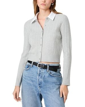 French Connection Babysoft Cable Knit Collared Cardigan Sweater - White