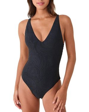 Andie Ohana V Neck One Piece Swimsuit - Blue