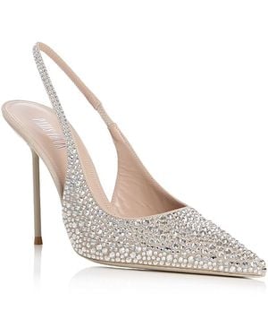 Paris Texas Lidia Crystal Embellished Slingback Pumps - White