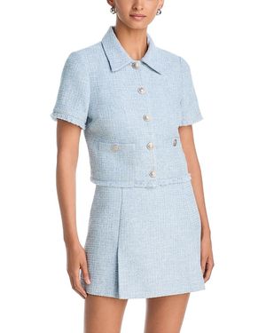 Aqua Tweed Short Sleeve Jacket - Blue