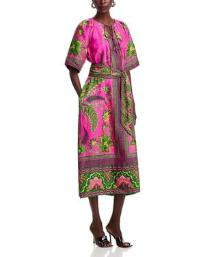 FARM Rio Ana Tie Front Midi Dress - Pink