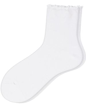 Hue Ruffle Edge Ankle Socks - White