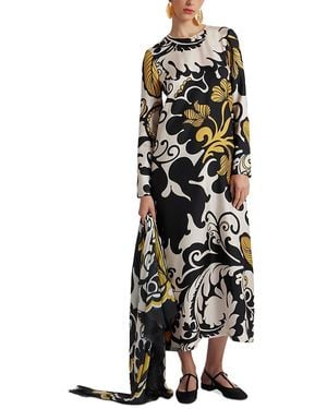 La DoubleJ Silk Long Sleeve Swing Dress - White