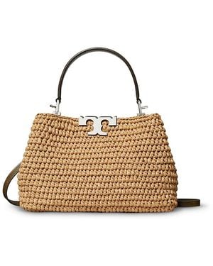 Tory Burch Eleanor Mini Raffia Crossbody Bag - Metallic