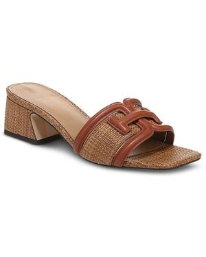 Sam Edelman Waylon Square Toe Logo Block Heel Sandals - Brown