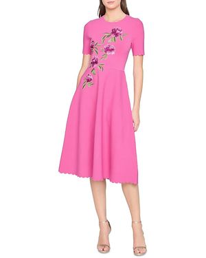 THEIA Petunia Knit Midi Dress - Pink