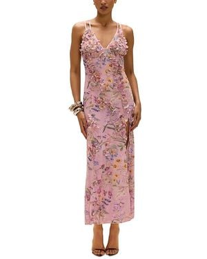 PATBO Embellished Mesh Maxi Dress - Red