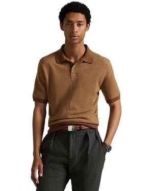 Polo Ralph Lauren Wool Herringbone Regular Fit Polo Sweater - Black