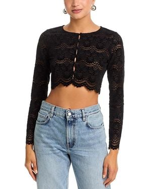 Aqua Crop Lace Cardigan Sweater - Black