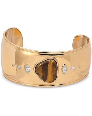 Ettika Solstice Cubic Zirconia & Tiger's Eye Thick Cuff Bracelet - Natural