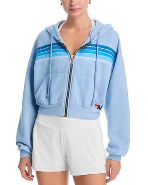 Aviator Nation Stripe Crop Hoodie - Blue