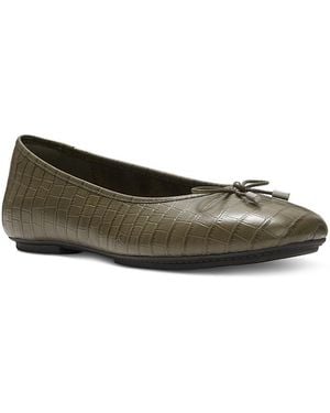 Fitflop Delicato Croc Embossed Leather Ballet Flats - Green