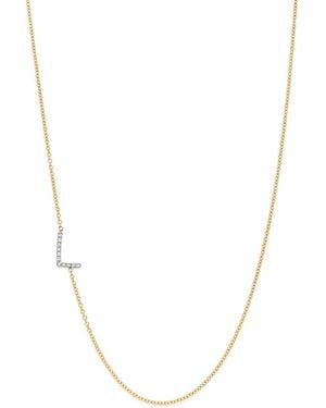 Zoe Lev 14K Diamond Asymmetric Initial Necklace, 18 - Multicolor