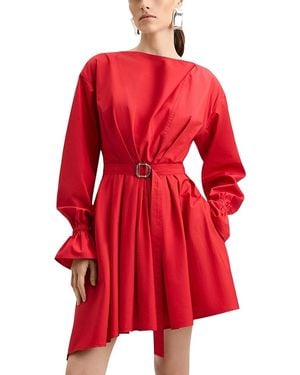 Derek Lam Pia Cotton Asymmetrical Midi Dress - Red