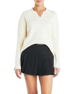 English Factory Collared Knit Sweater - White
