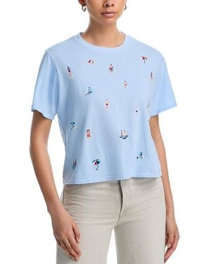 Aqua Haley Beachgoers Boxy Crop Tee - Blue