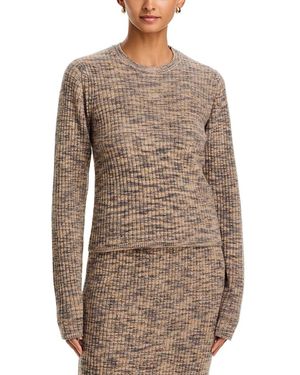 Co. Wool And Cashmere Blend Ruched Knit Top - Brown