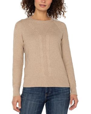 Liverpool Los Angeles Cable Knit Sweater - Natural