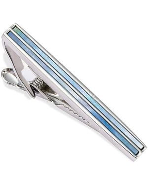 Link Up Mother Of Pearl Strip Short Tie Bar - Blue