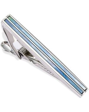 Link Up Mother Of Pearl Strip Short Tie Bar - Blue