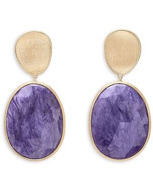 Marco Bicego 18K Lunaria Charoite Stone Drop Earrings - Purple