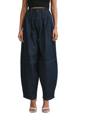 Luvee Pleated Denim Barrel Leg Pants - Blue