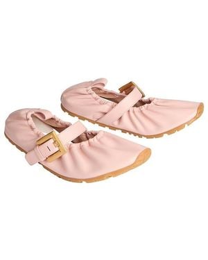 Balmain Anthem Smooth Leather Ballet Flats - Pink