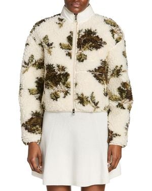 Moncler Zip Up Teddy Cardigan Jacket - Natural