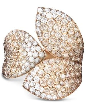 Pasquale Bruni 18K Rose Secret Garden Three Petal Pave Diamond Ring - Metallic