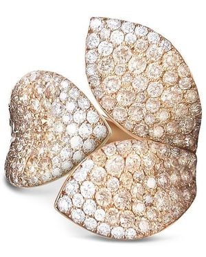 Pasquale Bruni 18K Rose Secret Garden Three Petal Pave Diamond Ring - Metallic