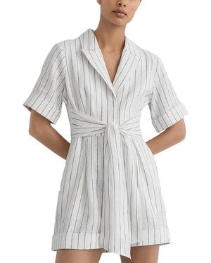 Reiss Estella Linen Playsuit - White