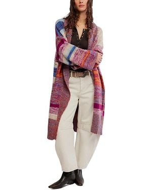 Free People Enid Open Front Long Cardi - Red