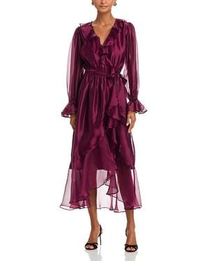 Aqua Ruffled Chiffon Dress - Purple