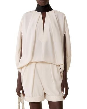 Lanvin Knotted Loose-Fit Crepe Top - Natural